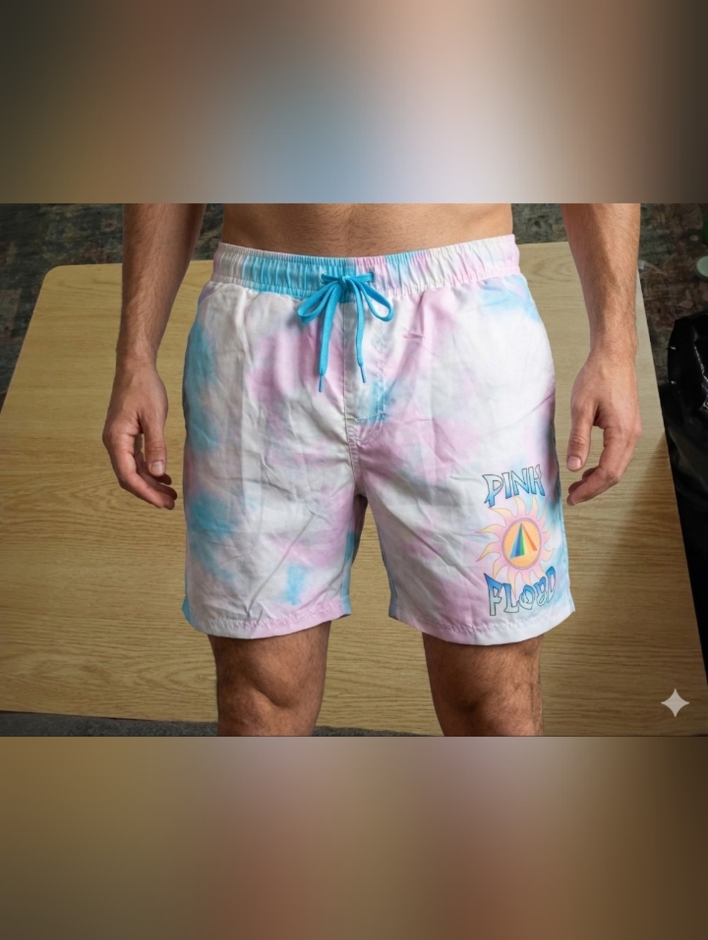 Pink Floyd Tie-Dye Pastel Swim Trunks